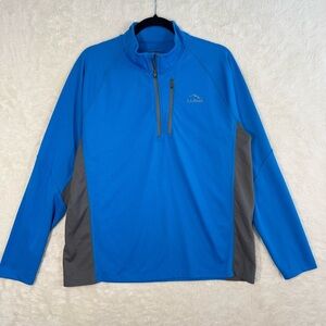 LL Bean Ridge Runner Quarter Zip Performance Shirt Men’s Large Blue Active Trail
